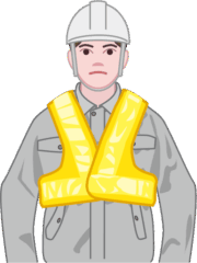 工事用安全ベストを着用した若い作業員のイラスト