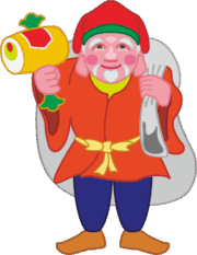 福袋と打出の小槌を持った大黒様のイラスト