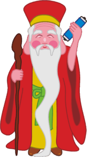 七福神のメンバーであり、長寿の神とされている寿老人のイラスト