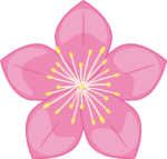 薄いピンク色の桃の花のイラスト