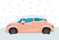 雪が積もっている自動車 雪が降って乗用車に雪が積もっているイラスト