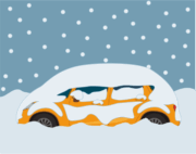 雪に埋まったクルマ 大雪のため雪に埋まって立ち往生している自動車のイラスト