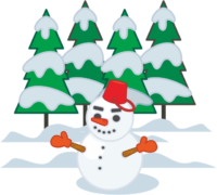 雪だるま 針葉樹の森の雪だるまのイラスト