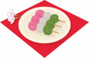 美味しそうな三色の花見団子のイラスト