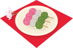 美味しそうな三色の花見団子のイラスト