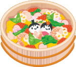ひな祭りを祝って食べる雛ちらしのイラスト