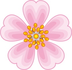 ハート形のサクラの花びらのイラスト