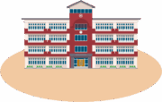 4階建ての小学校の校舎のイラスト