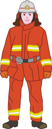 消防士 防火服で身を固めた若い消防士のイラスト