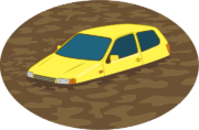 水没車両 洪水で濁水に水没した乗用車のイラスト