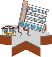 地震被害 建物や道路の地震被害イメージイラスト