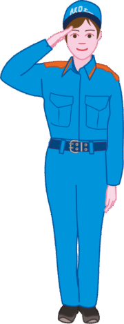 女性消防職員 敬礼をしている女性消防職員のイラスト