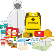 防災グッズ 災害時の非常用持出品のイラスト