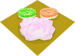 盆菓子 お盆にご先祖様にお供えする盆菓子のイラスト