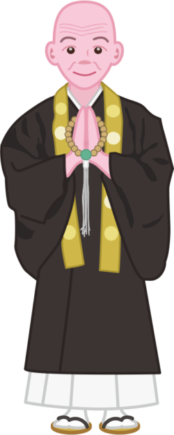 お坊様 お盆に大忙しのお坊様のイラスト