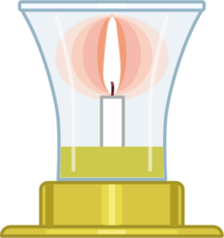 安全ロウソク立て 背が低くてガラスカバー付きの安全ロウソク立てのイラスト