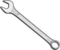 コンビネーションレンチ 両端に同サイズのめがねレンチとスパナが付いているコンビネーションレンチのイラスト