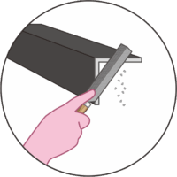 バリ除去 切断した鋼材のバリをヤスリで落としているイラスト