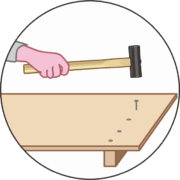 玄能でクギを打っているイラスト
