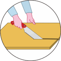 板を切る 片刃鋸で板を切っているイラスト