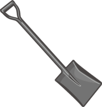 角型スコップ 工事現場で砂や土を掬い取る角型スコップのイラスト