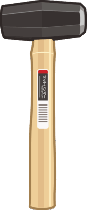 重量感があってパワフルな石頭ハンマーのイラスト