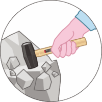 石を砕く 石頭ハンマーで石を砕いているイラスト