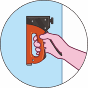 ガンタッカーで針を打ち込んでいるイラスト