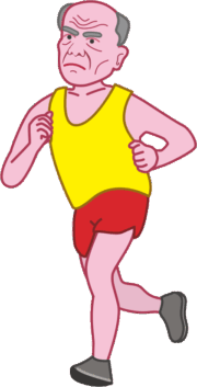 老ランナー 軽快に走っている爺さんランナーのイラスト