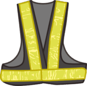 反射材を縫い込んだ工事作業員用安全ベストのイラスト