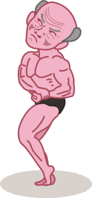 爺様ボディビルダー 寒い!爺様ボディビルダーのイラスト