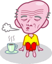 ホッと休憩 コーヒーを飲みながら休憩している爺さんのイラスト