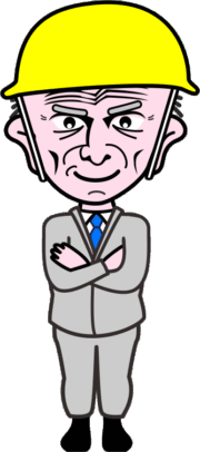 爺さん現場監督 腕組みをして工事を見守る爺さん現場監督のイラスト