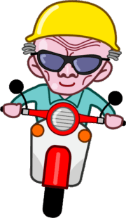 スクーター爺さん スクーターに乗ったカッコいい爺さんのイラスト