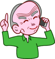 スマホ爺さん スマホで会話を楽しんでいる笑顔の爺さんのイラスト