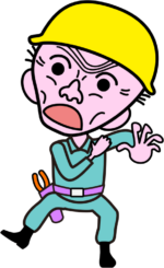びっくり 口を開けてびっくりポーズの職人爺さんのイラスト