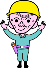 親方爺さん ご苦労さん、と職人をねぎらっている親方爺さんのイラスト