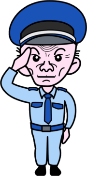 老警備員 直立不動で敬礼をしている老警備員のイラスト