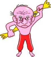 乾布摩擦爺さん 真剣な表情で懸命に乾布摩擦をしている爺さんのイラスト