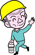 帰宅する爺さん 仕事を終えて工事現場から帰宅する職人爺さんのイラスト