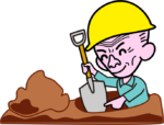 掘り当てた 手掘りで目的のものを掘り当てた職人爺さんのイラスト