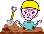 何もない 穴を掘ったけど何も出なかった職人爺さんのイラスト