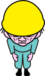 爺さんオジギビト 深々と頭を下げている職人爺さんオジギビトのイラスト