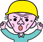 老工事職人 オーイと大声で呼んでいる老工事職人のイラスト