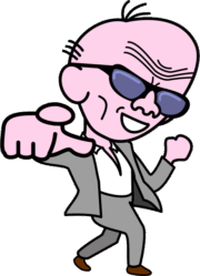 指さしポーズ 指さしポーズをきめている爺さんのイラスト