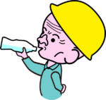 水分補給 水分補給をしている職人爺さんのイラスト
