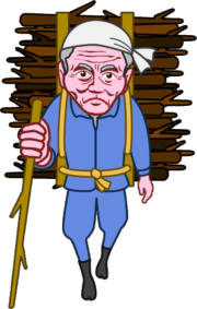 薪拾い 山から下りてきた薪拾いの爺さんのイラスト