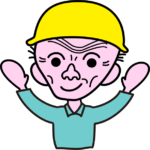 ほほえみ爺さん 両手を広げて笑いかけている職人爺さんのイラスト