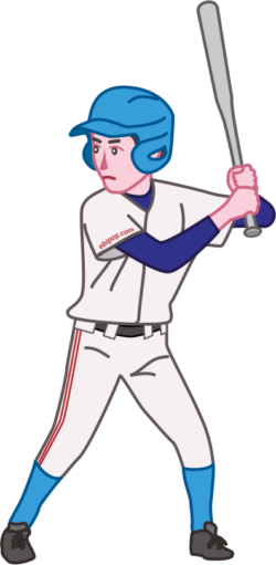 真剣な表情をしている高校野球のバッターのイラスト
