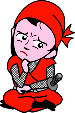 どうしてかな? どうしてかなと思案している女忍者のイラスト